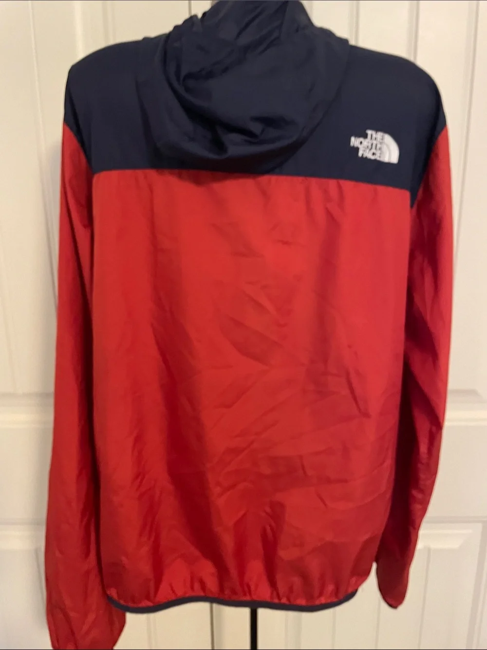 The North Face Red and Navy Hooded Windbreaker Jacket
